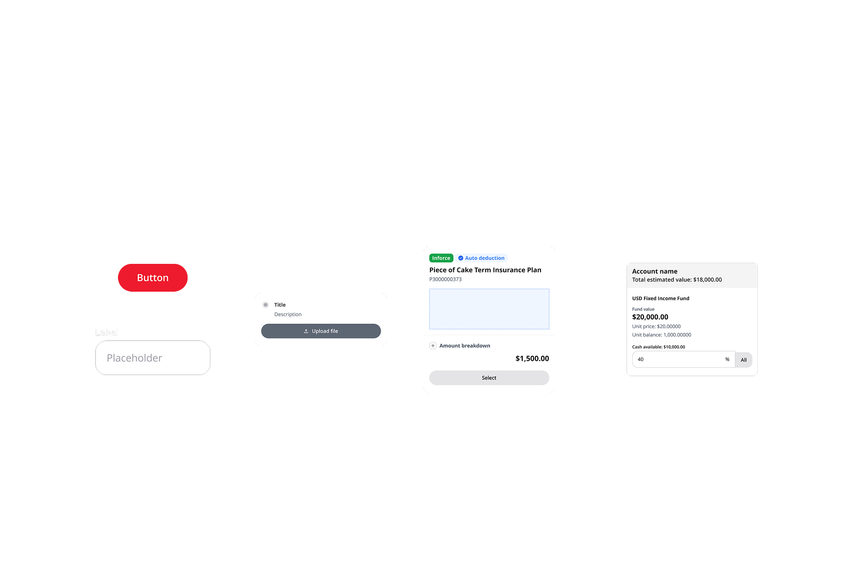 Global components and product-specific widget examples