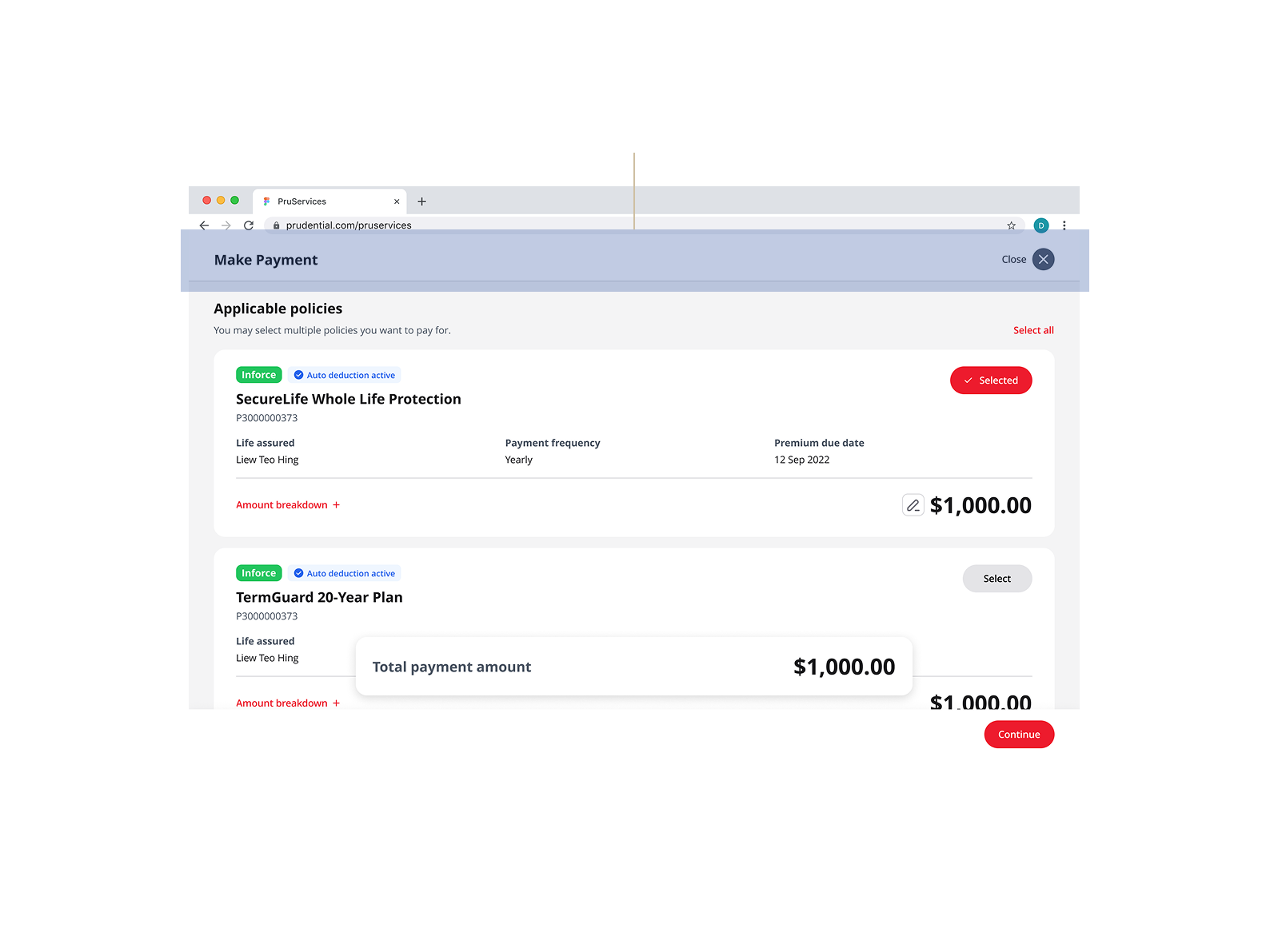 Focused full-screen payment dialog