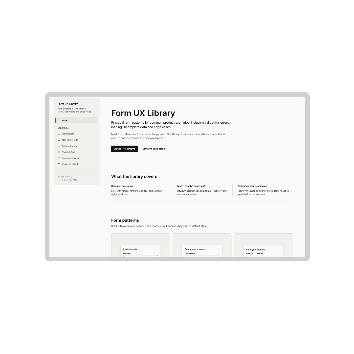 Form UX library interface