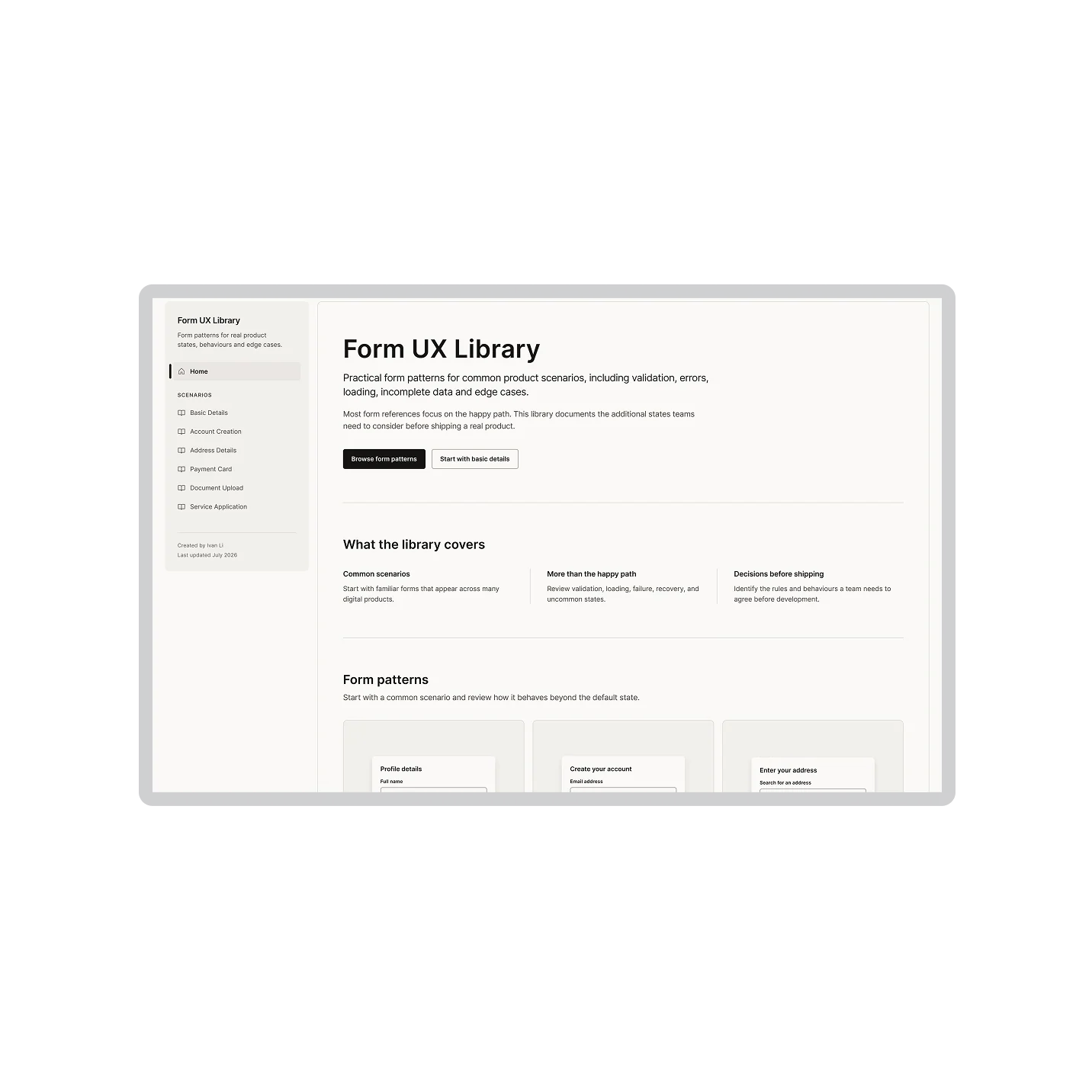 Form UX library interface
