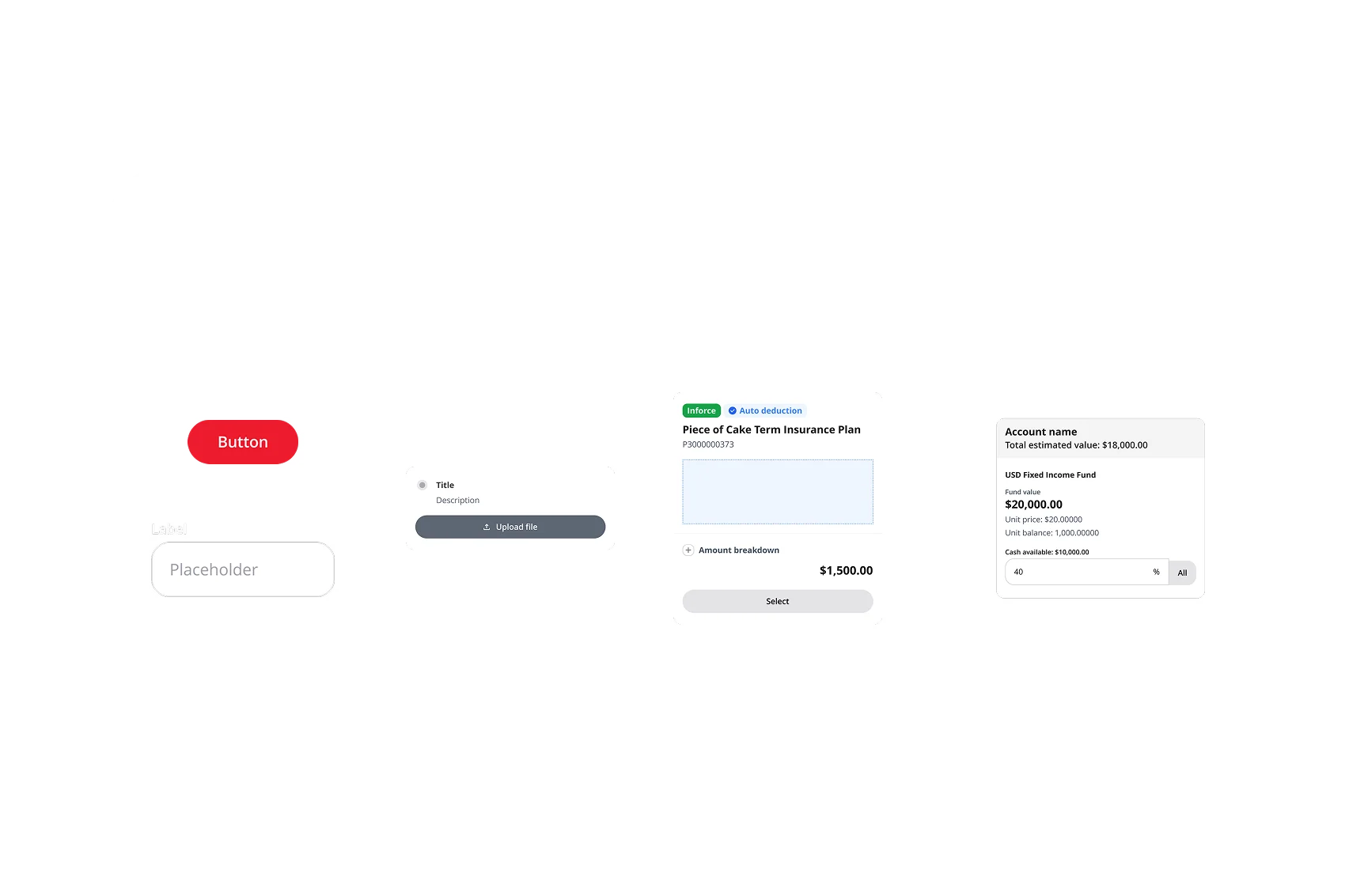 Global components and product-specific widget examples