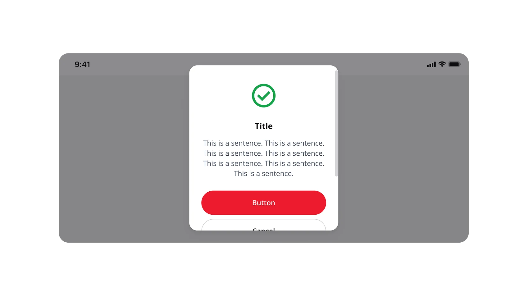 Responsive success modal pattern